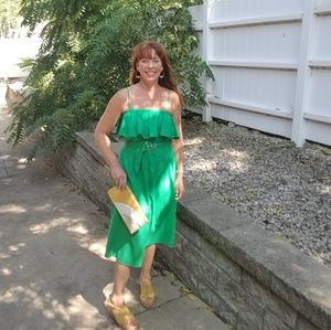 A Calin by Flying Tomato Green Ruffle Midi Dress